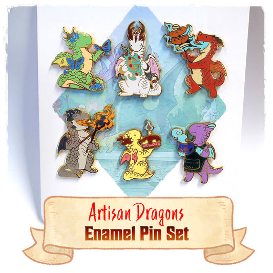 Set of Artisan Dragon Enamel Pins